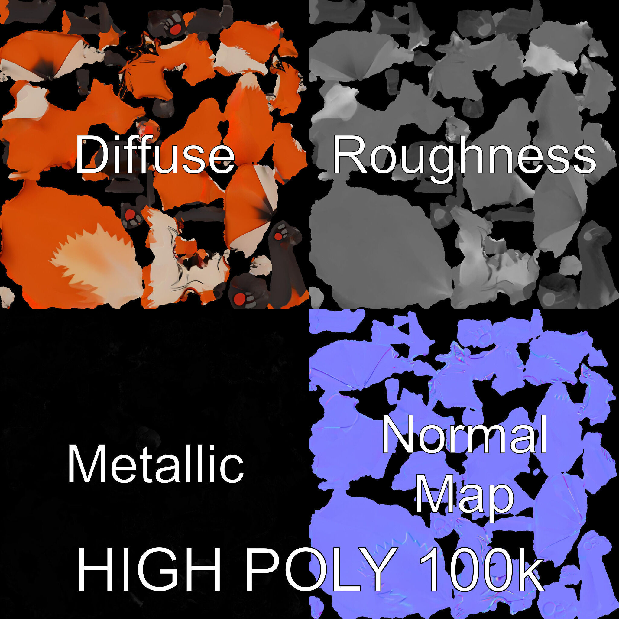 Cartoon Fox Character Model Pack Low-poly 3D model_3