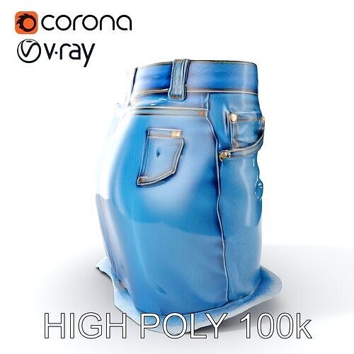 Detailed Denim Skirt D Model Pack Low-poly 3D model