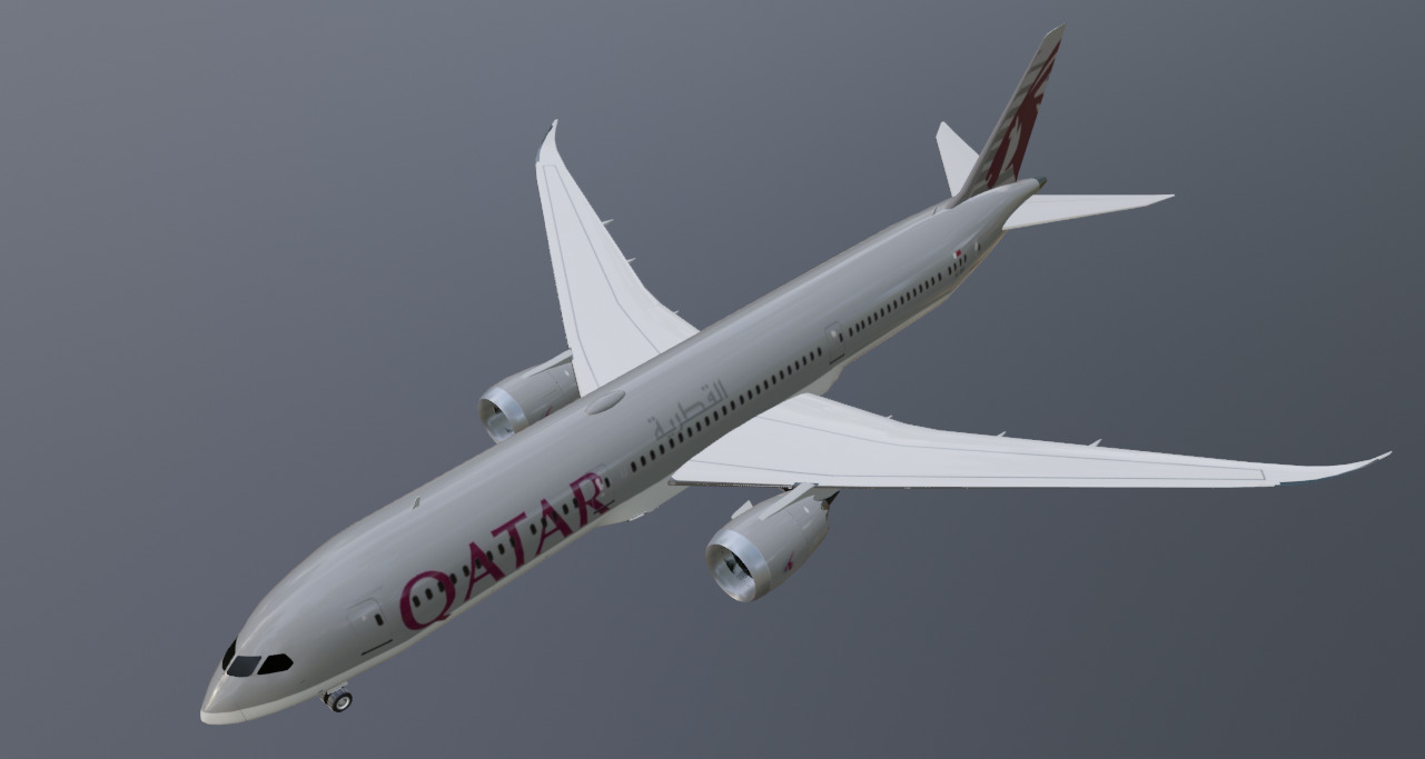 Qatar airways boeing 787-9 low poly 3D Model  Low-poly 3D model_11