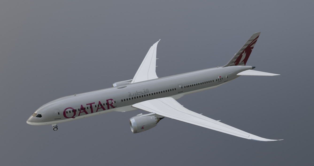 Qatar airways boeing 787-9 low poly 3D Model  Low-poly 3D model_1