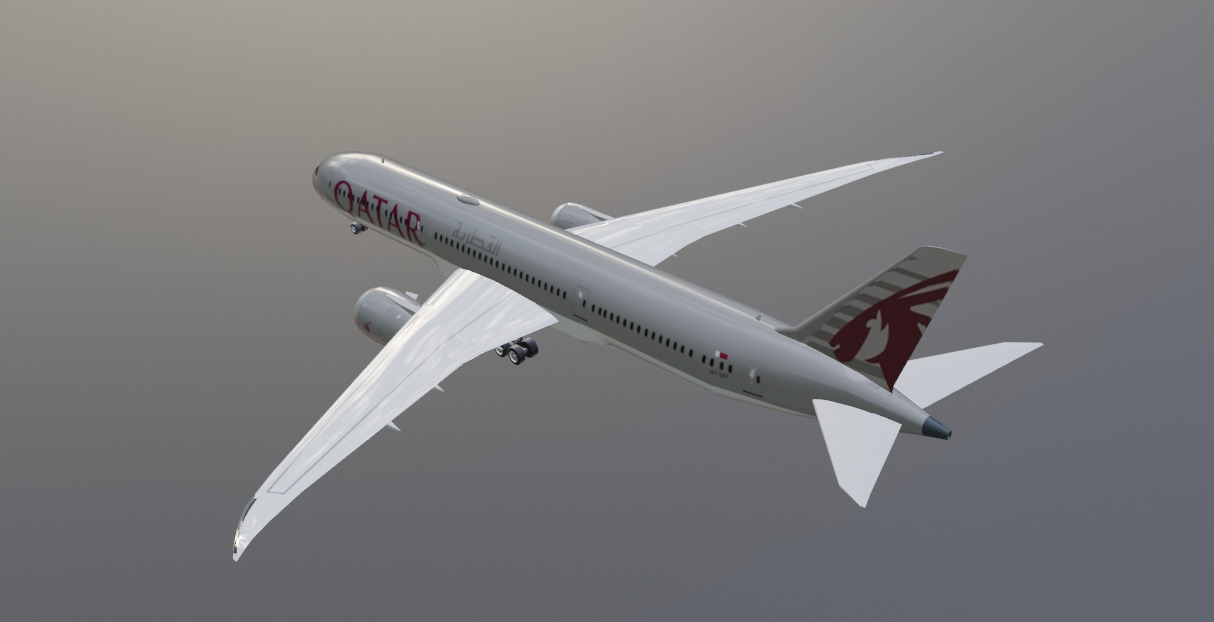 Qatar airways boeing 787-9 low poly 3D Model  Low-poly 3D model_3