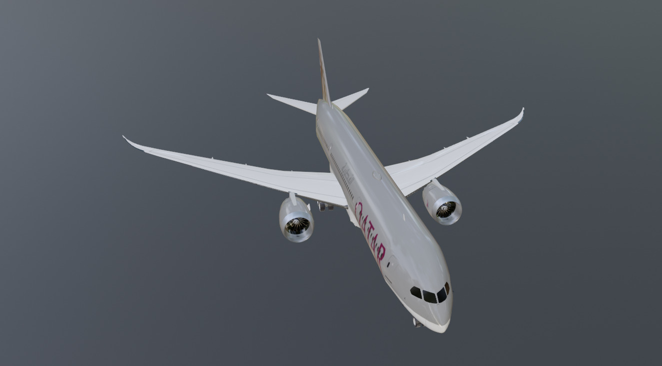 Qatar airways boeing 787-9 low poly 3D Model  Low-poly 3D model_9