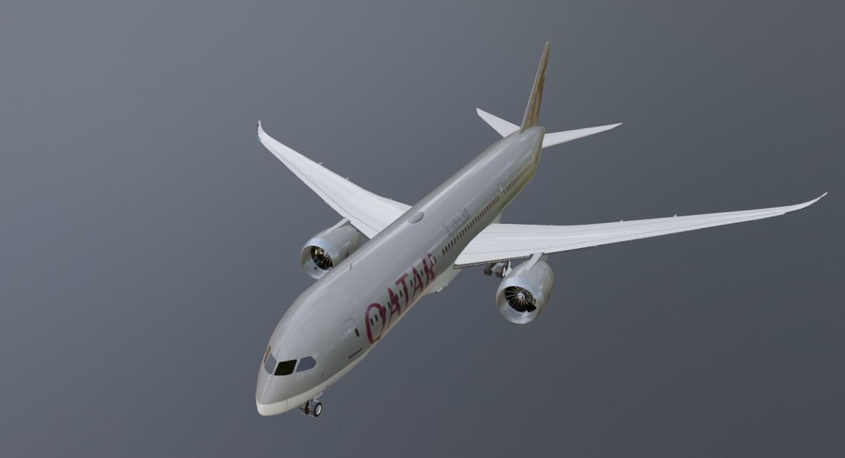 Qatar airways boeing 787-9 low poly 3D Model  Low-poly 3D model_10