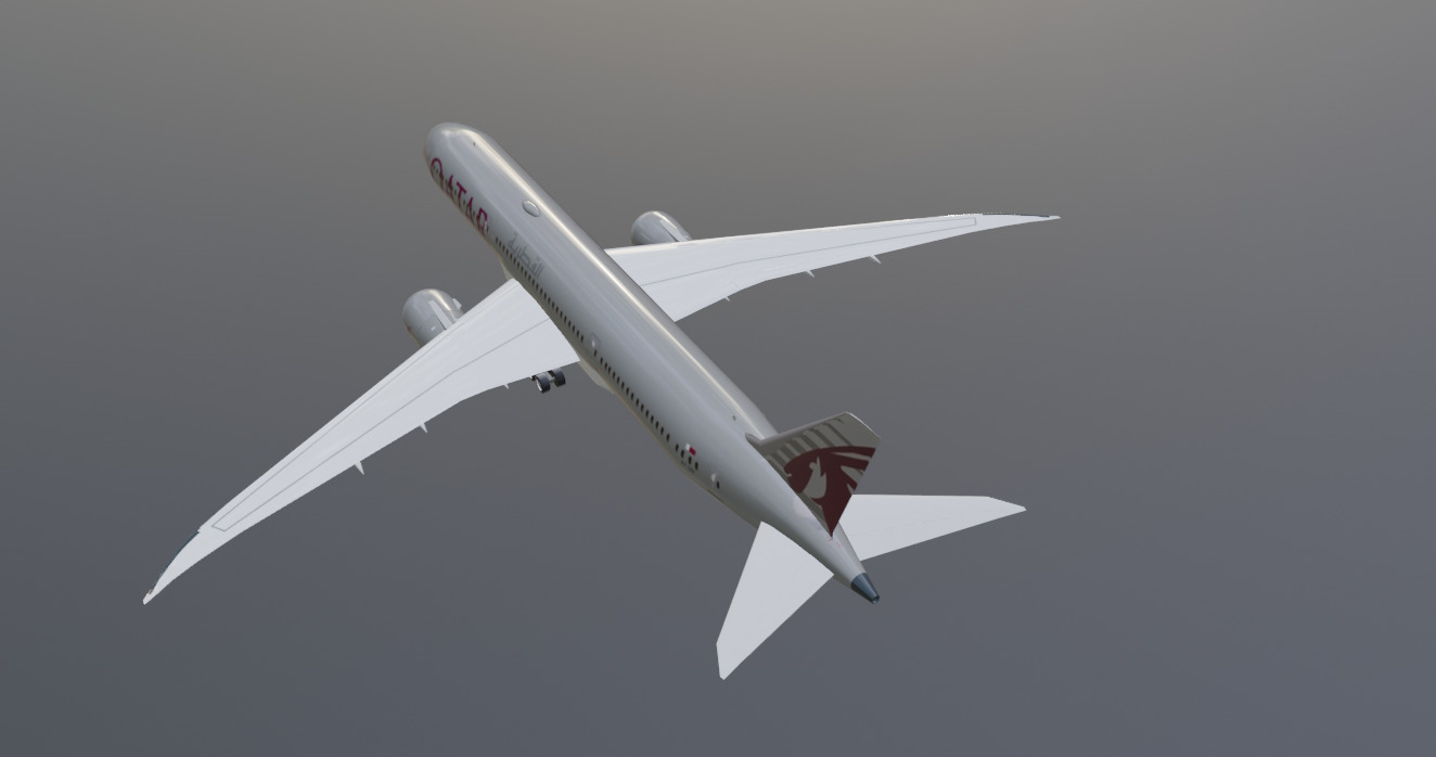 Qatar airways boeing 787-9 low poly 3D Model  Low-poly 3D model_4