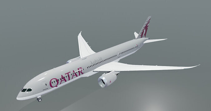 Qatar airways boeing 787-9 low poly 3D Model  Low-poly 3D model