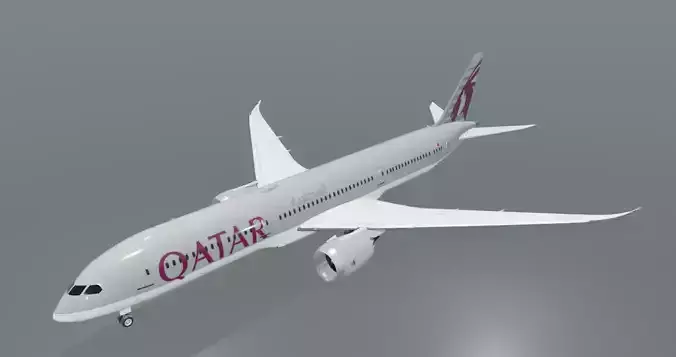 Qatar airways boeing 787-9 low poly 3D Model  Low-poly 3D model