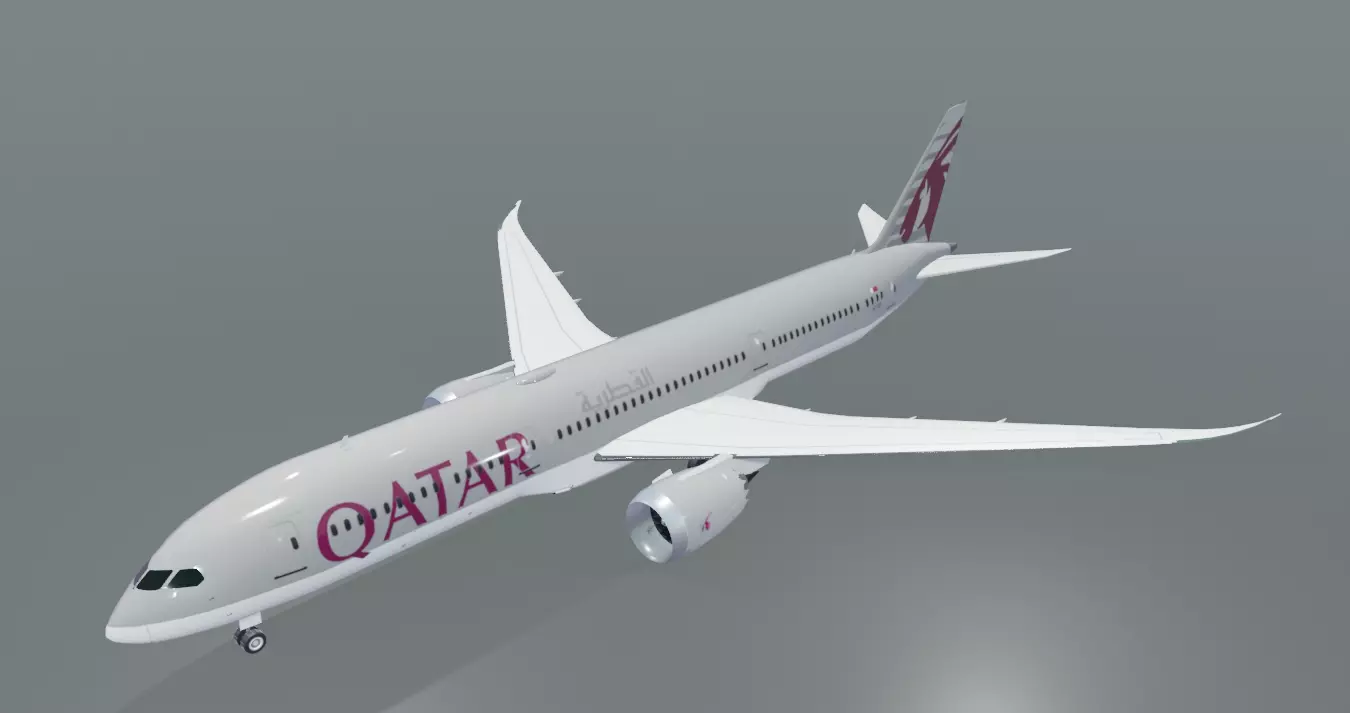 Qatar airways boeing 787-9 low poly 3D Model  Low-poly 3D model_0