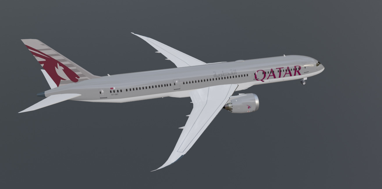 Qatar airways boeing 787-9 low poly 3D Model  Low-poly 3D model_6