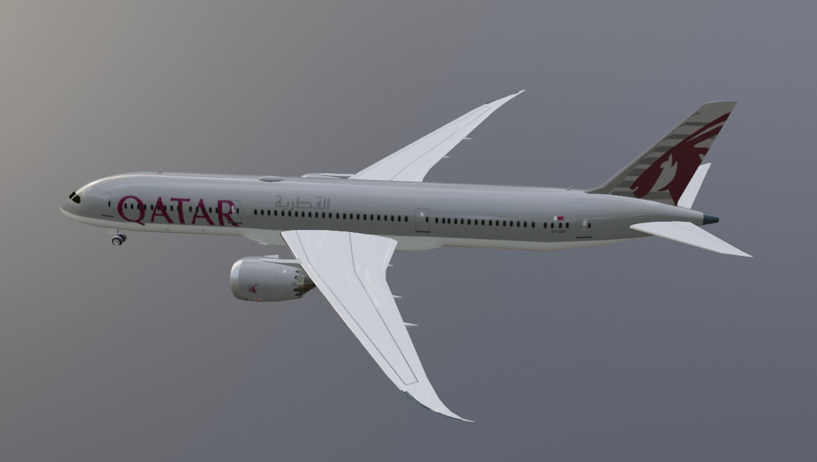 Qatar airways boeing 787-9 low poly 3D Model  Low-poly 3D model_2