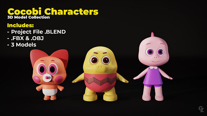 Cocobi Characters 3D Models 3D model