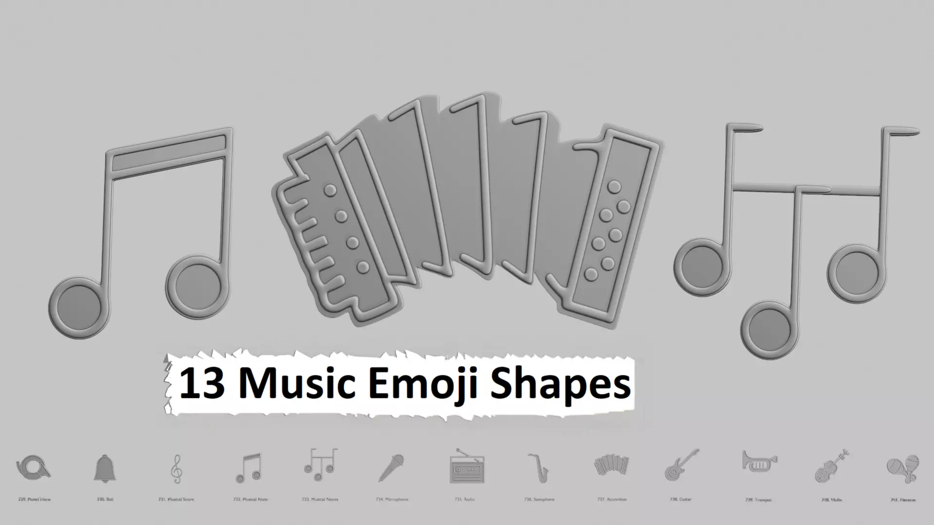 Music Emoji Pack 3D Printable 13 Unique Emojis 3D print model