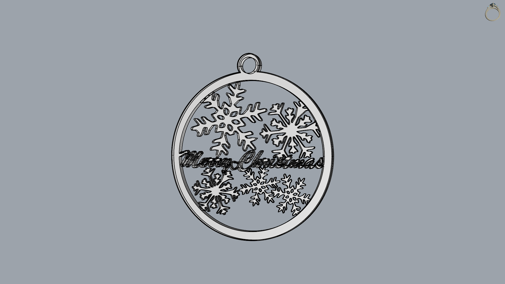 Merry Christmas Snowflakes Hanging 3D print model_3