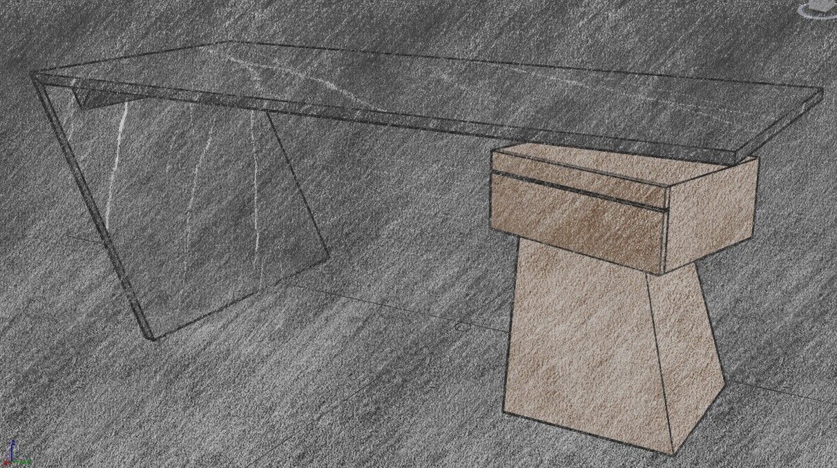 Modern Desk Marble 3D model_37