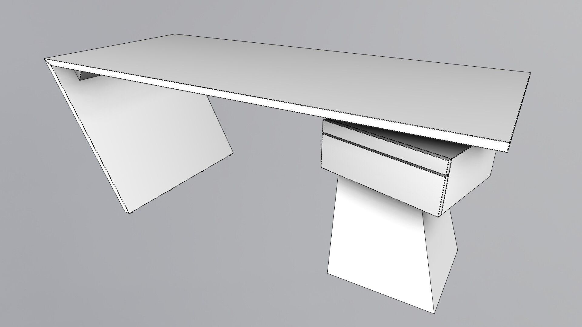 Modern Desk Marble 3D model_8