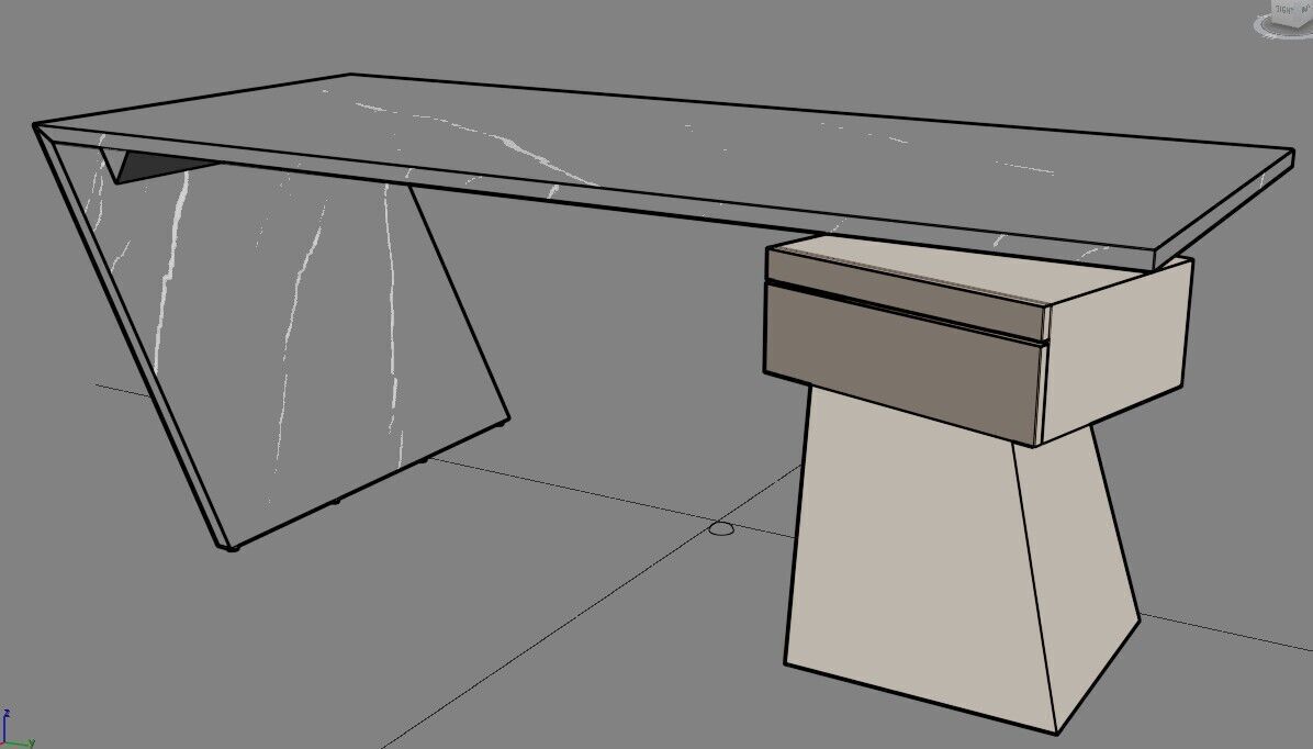 Modern Desk Marble 3D model_38