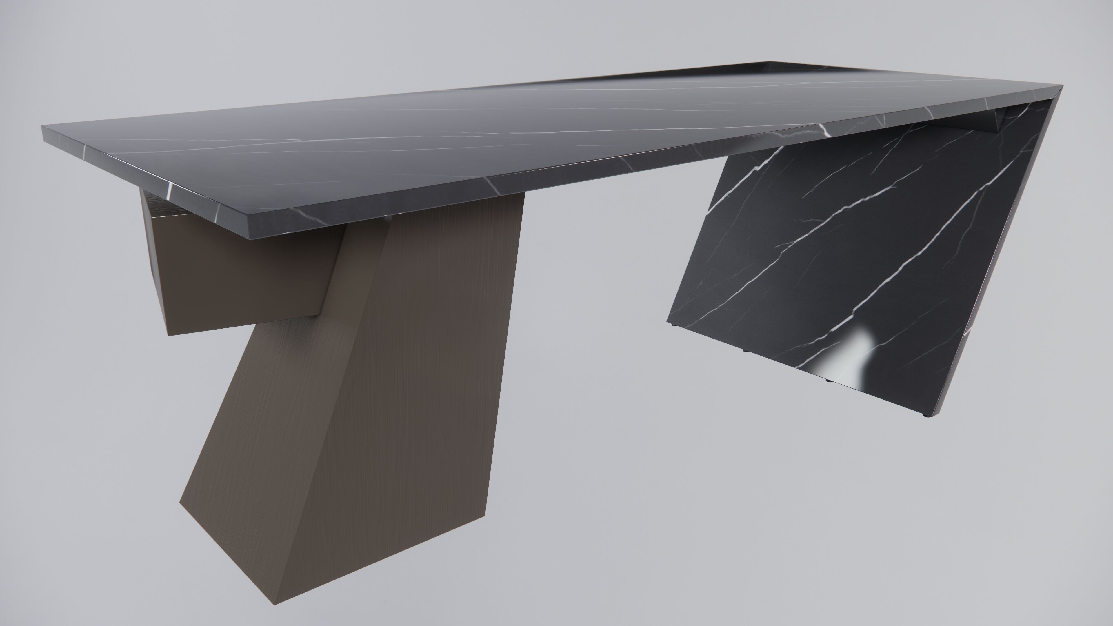 Modern Desk Marble 3D model_2