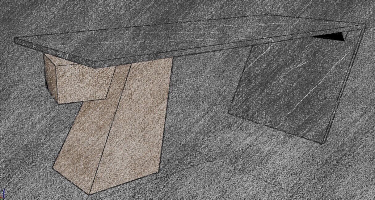 Modern Desk Marble 3D model_40