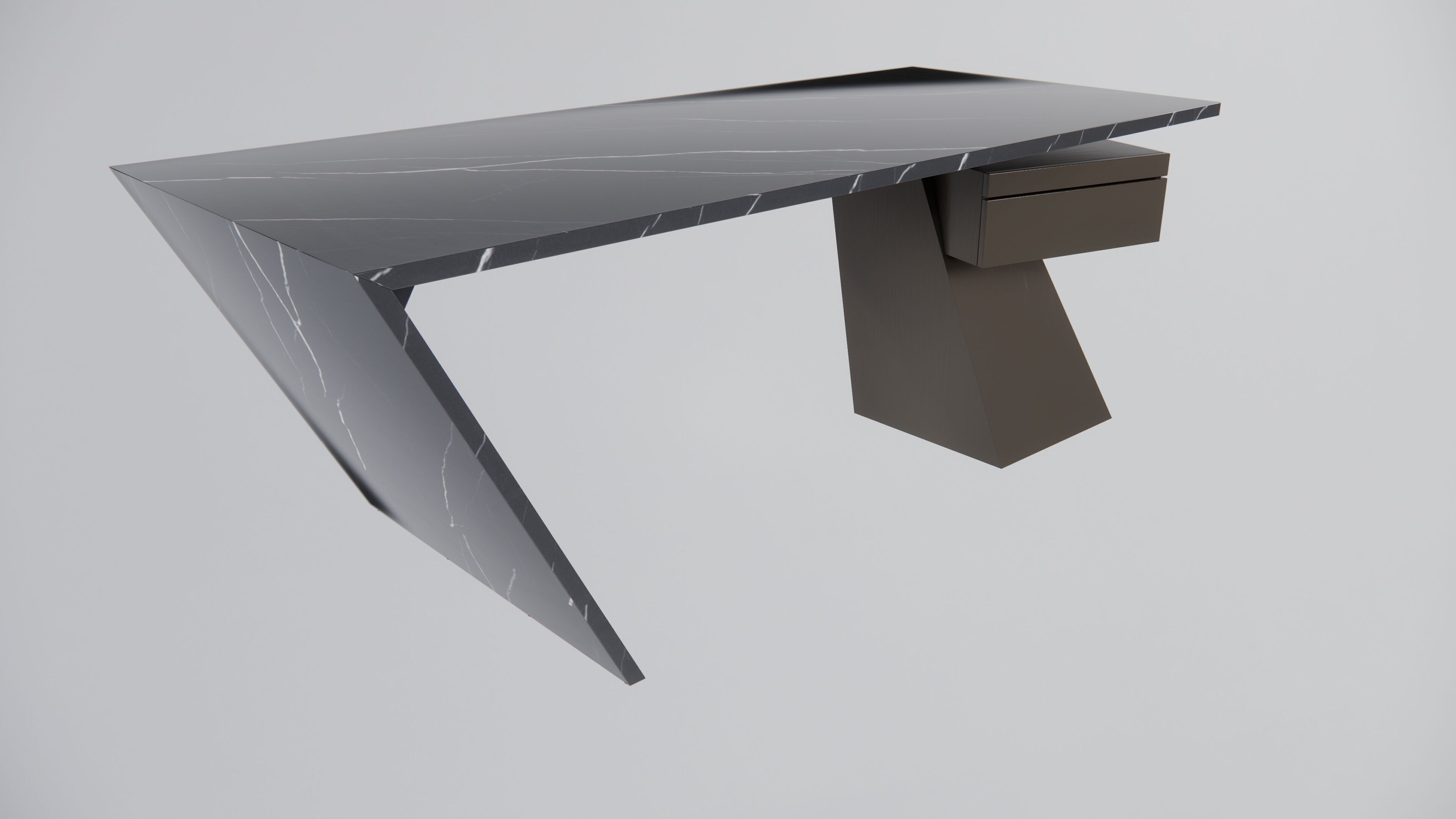 Modern Desk Marble 3D model_1