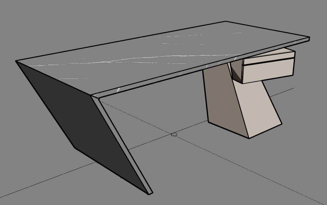 Modern Desk Marble 3D model_35