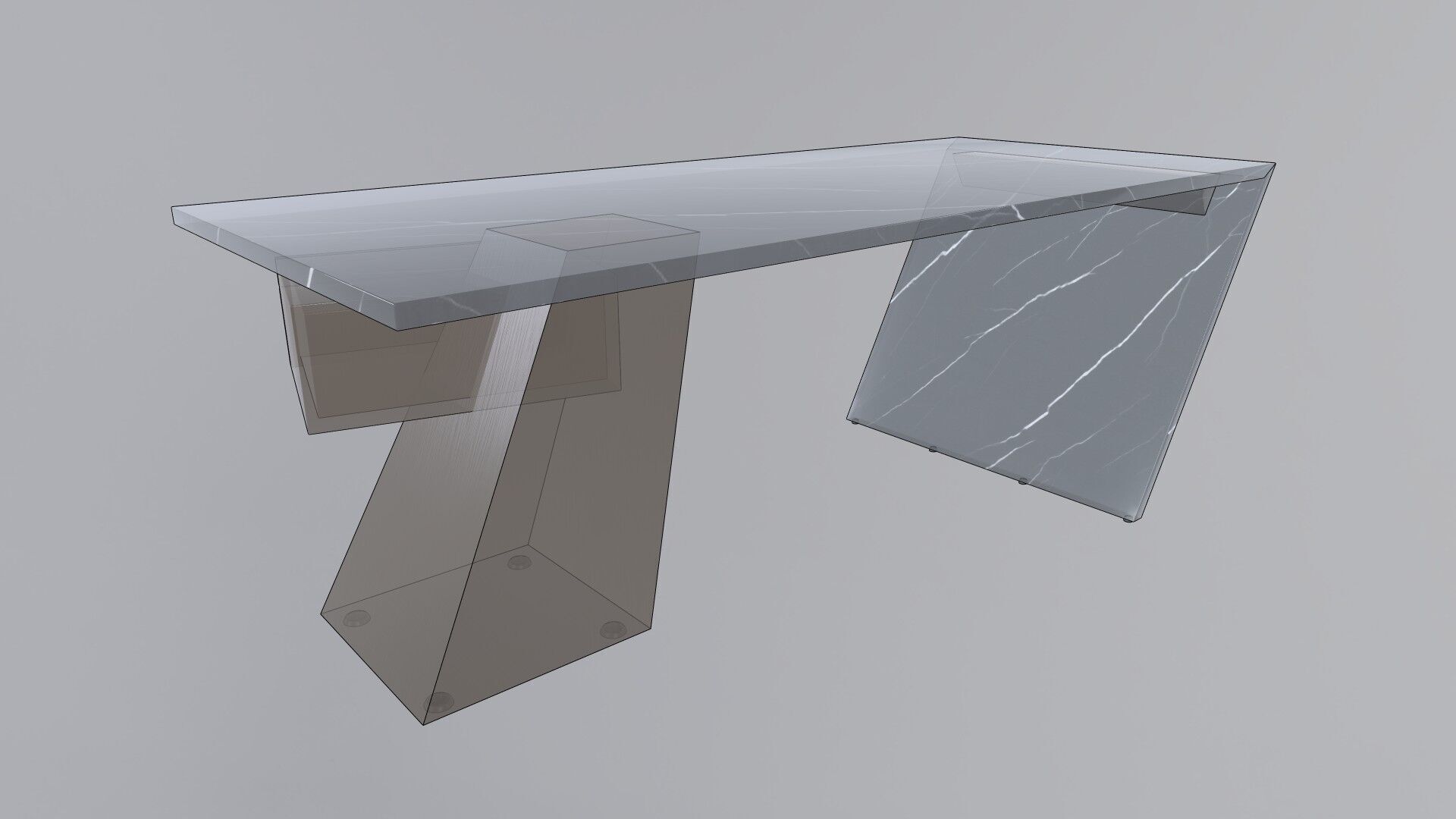 Modern Desk Marble 3D model_4