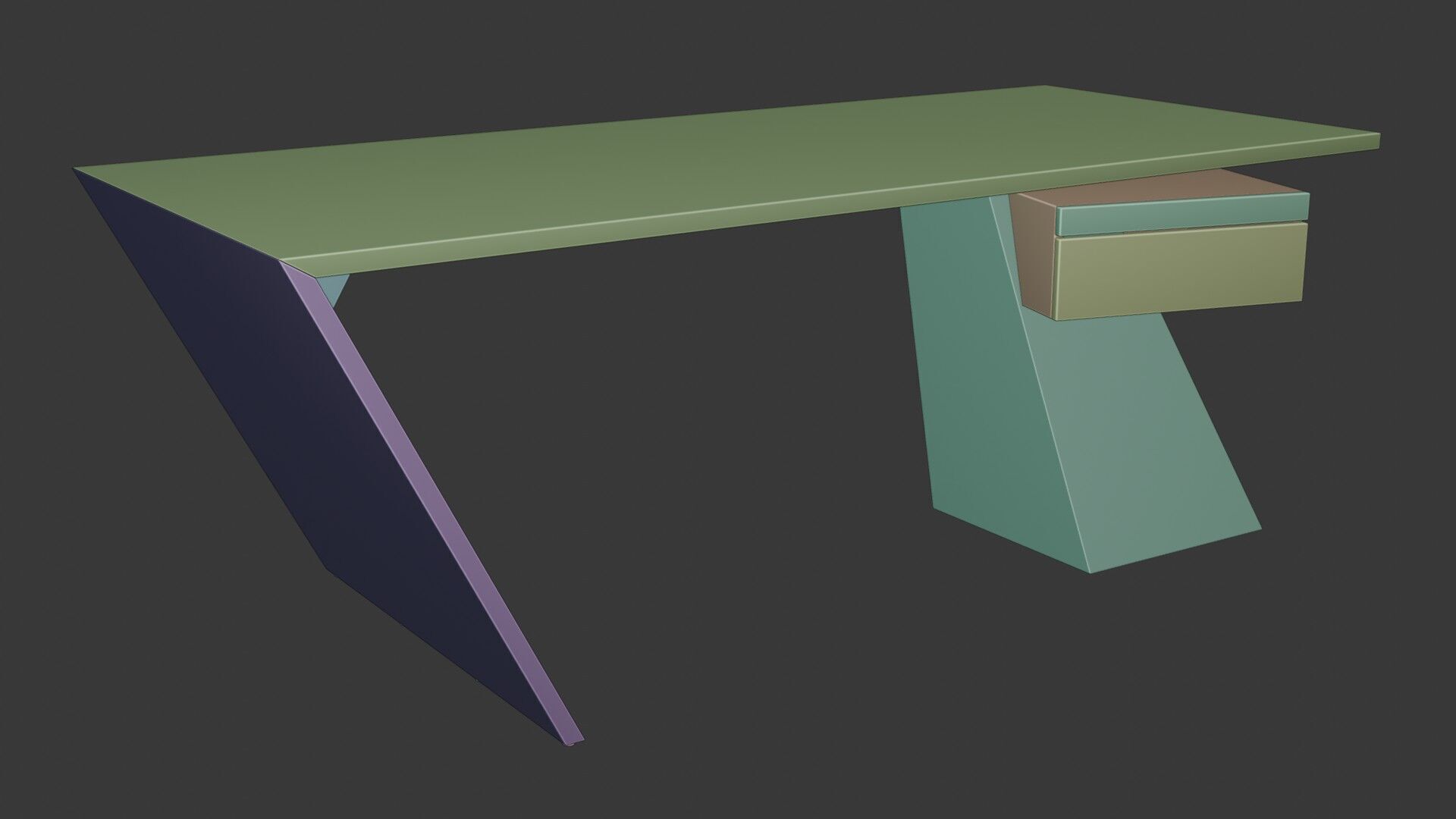 Modern Desk Marble 3D model_13