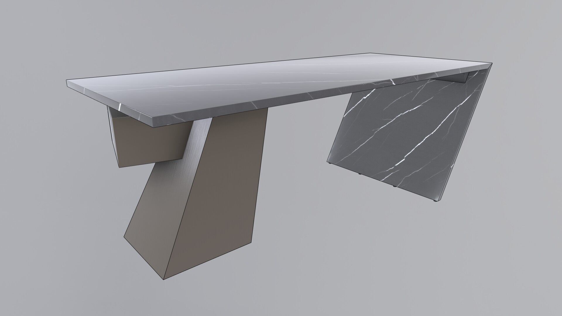 Modern Desk Marble 3D model_3