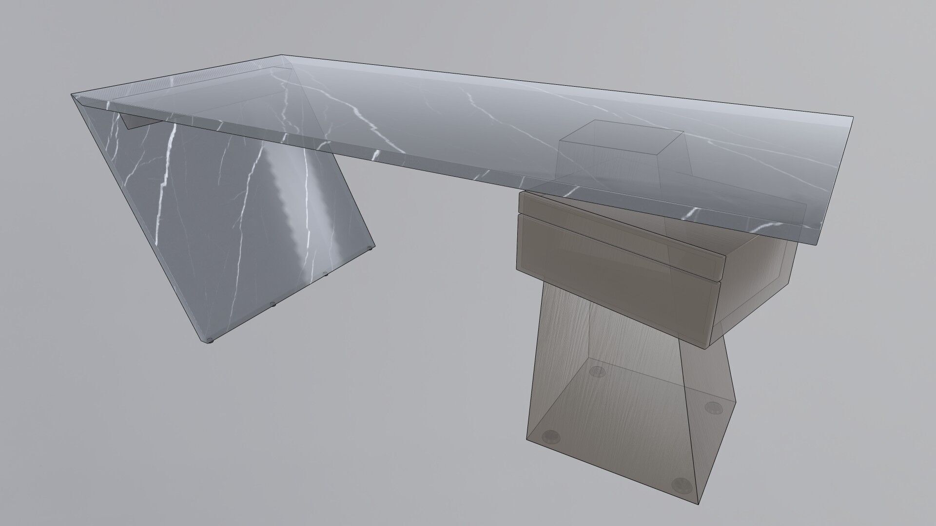 Modern Desk Marble 3D model_7