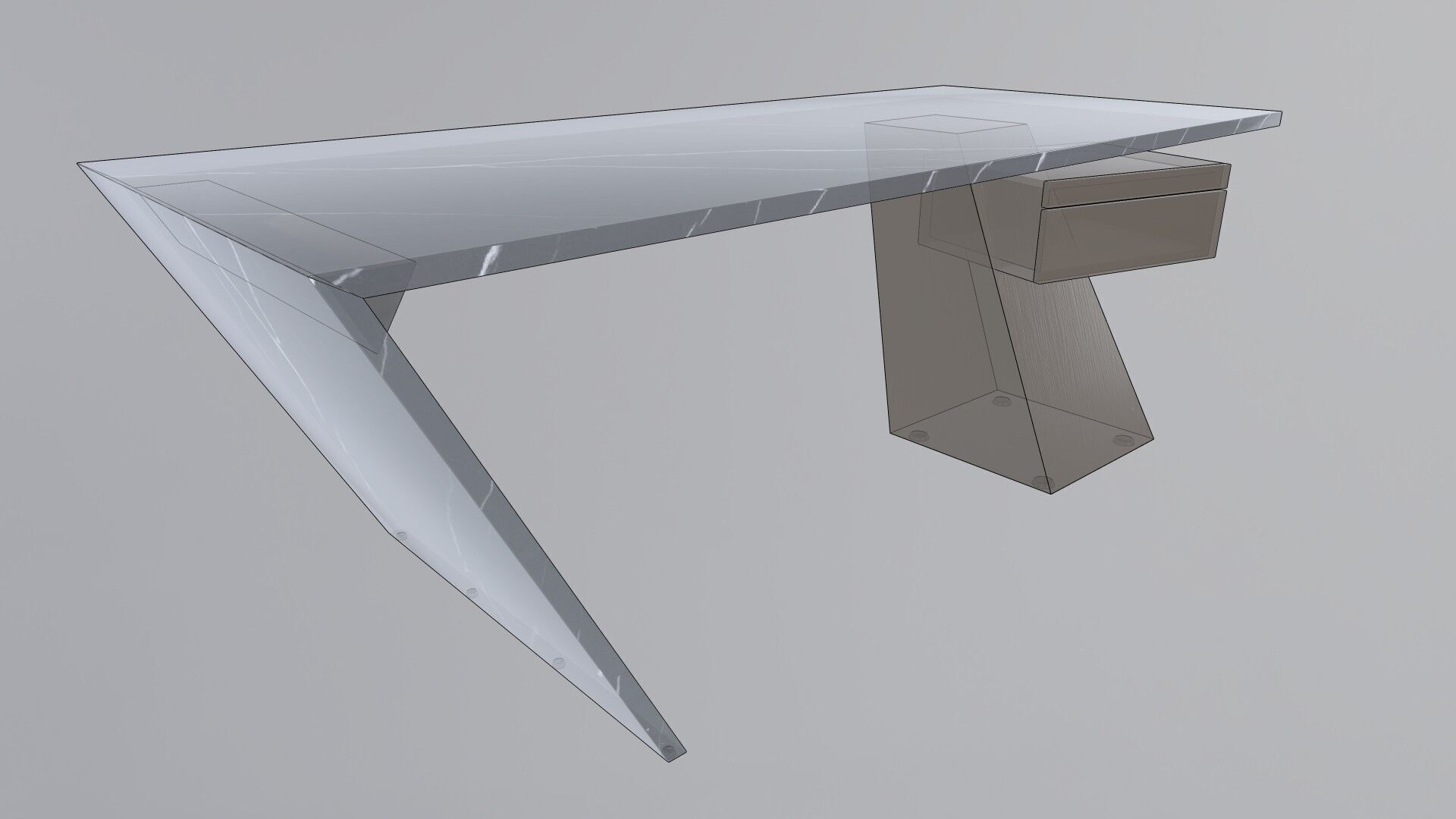 Modern Desk Marble 3D model_10