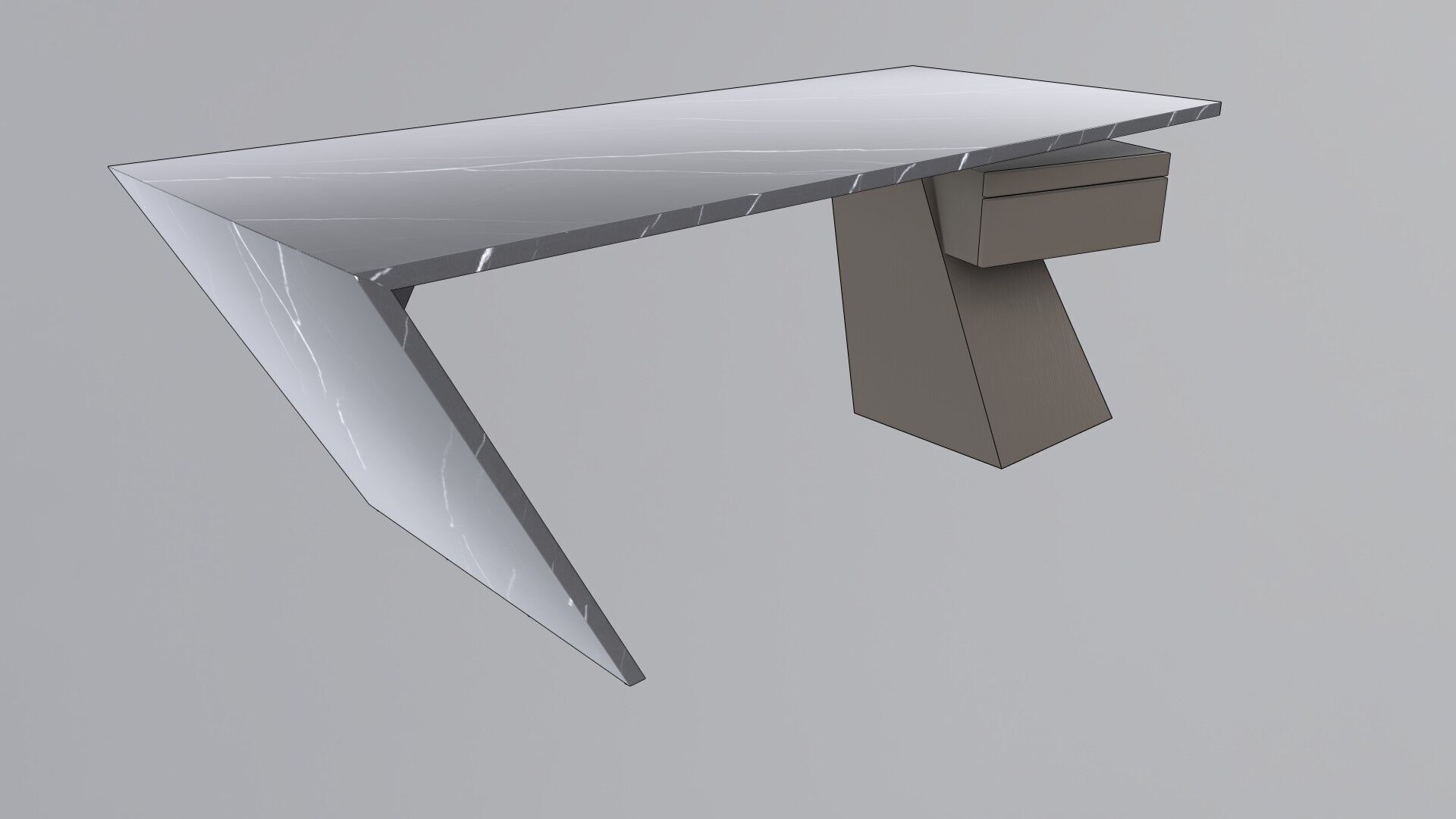 Modern Desk Marble 3D model_9