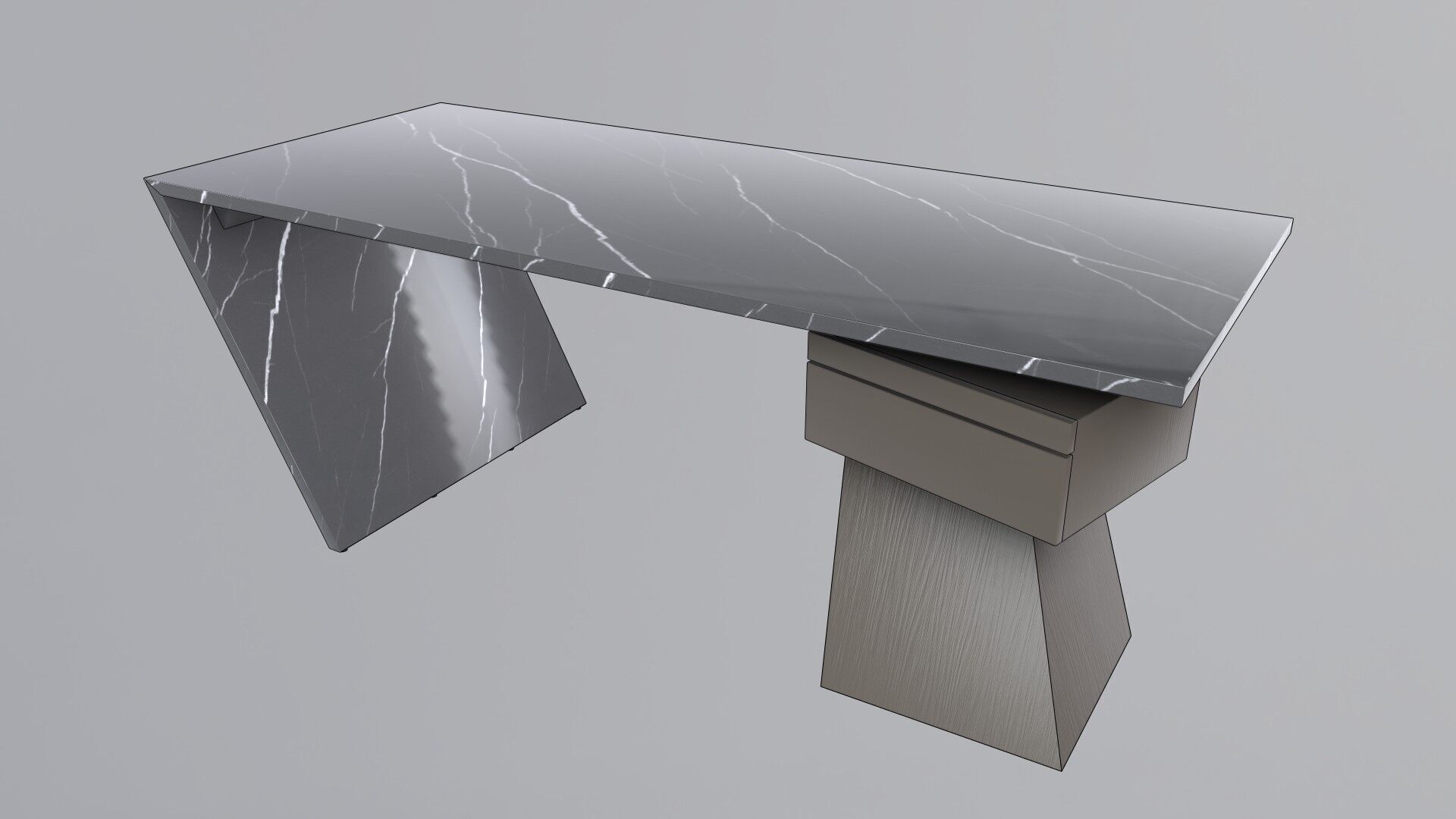 Modern Desk Marble 3D model_6