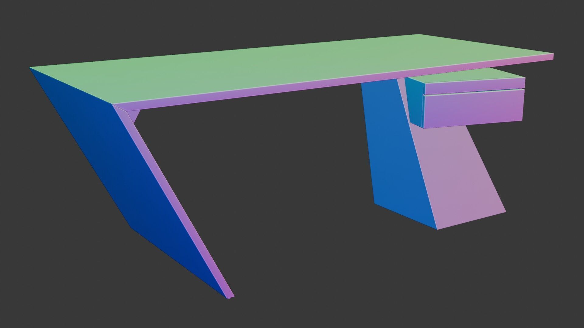 Modern Desk Marble 3D model_14