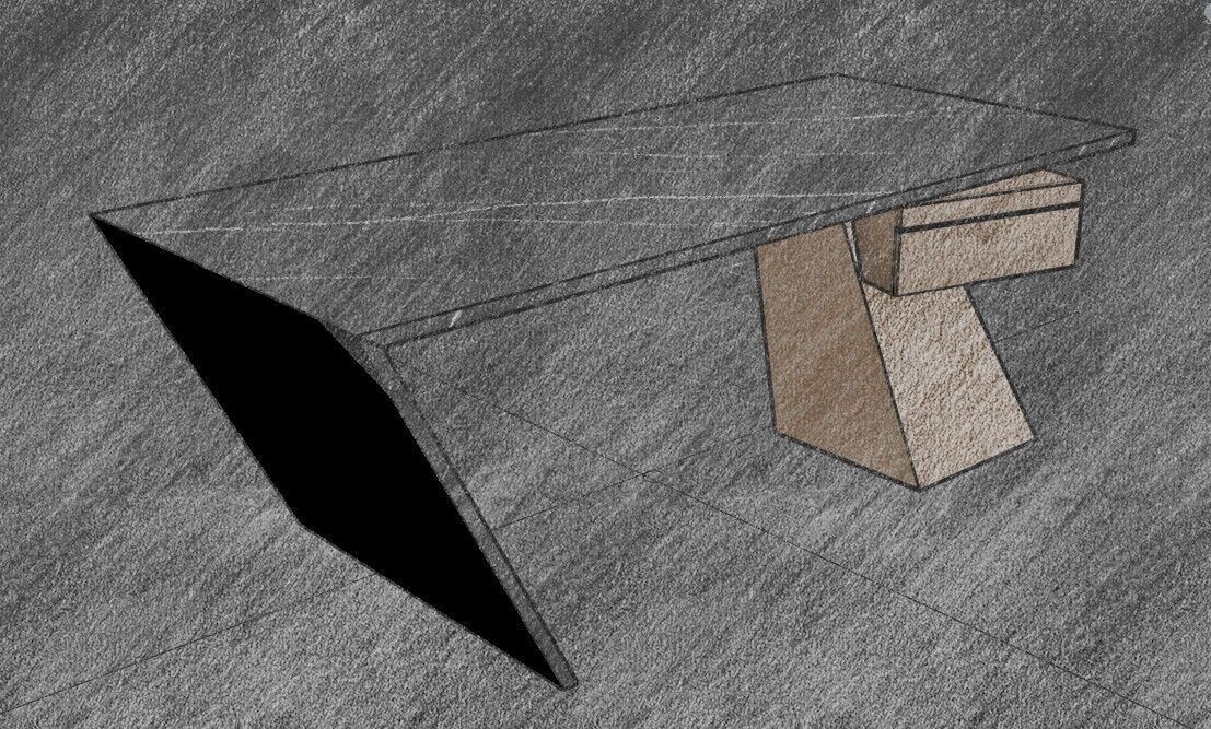 Modern Desk Marble 3D model_34