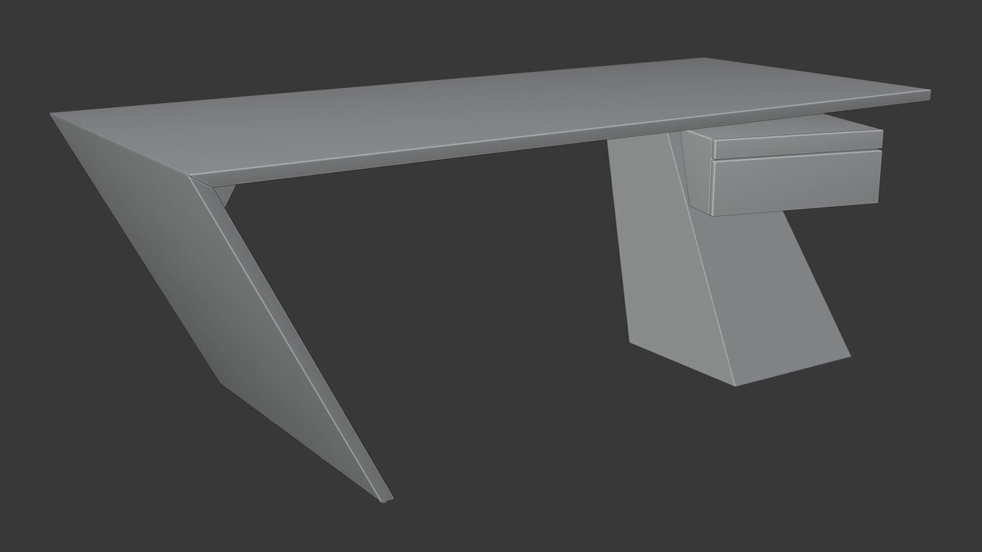 Modern Desk Marble 3D model_12