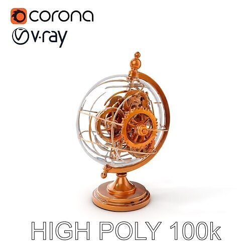 Steampunk Globe Gear Puzzle Model Pack Low-poly 3D model