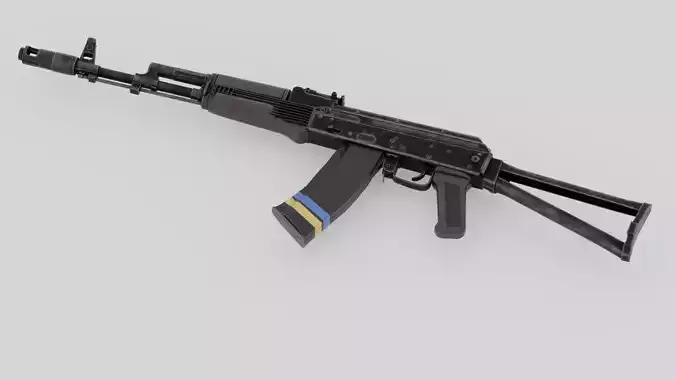 Rigged AK-74 Ukraine Edition Low-poly 3D model