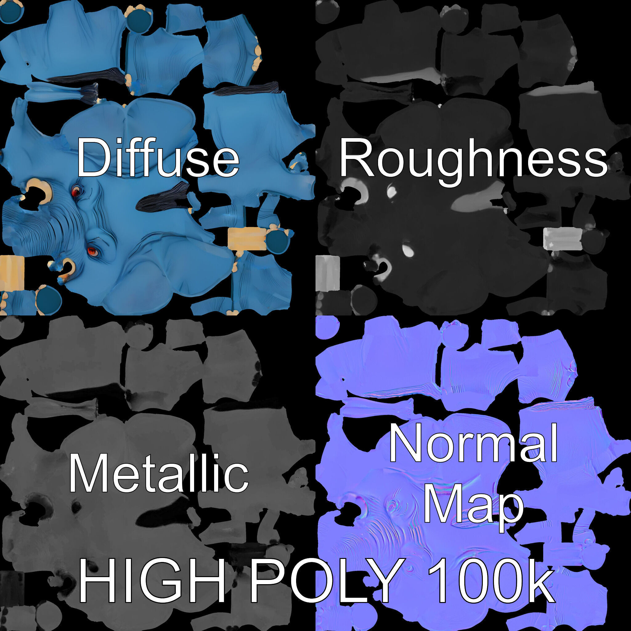 Cartoon Elephant D Model Pack Low-poly 3D model_3