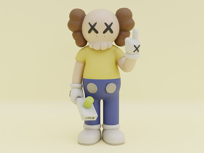 KAWS Morty Smith The Anxious Companion Figure Toy Low-poly 3D model