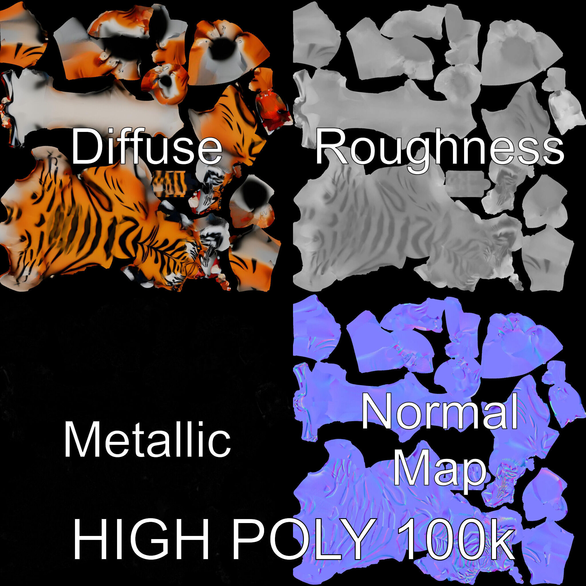 Tiger Animation Model Pack Low-poly 3D model_3