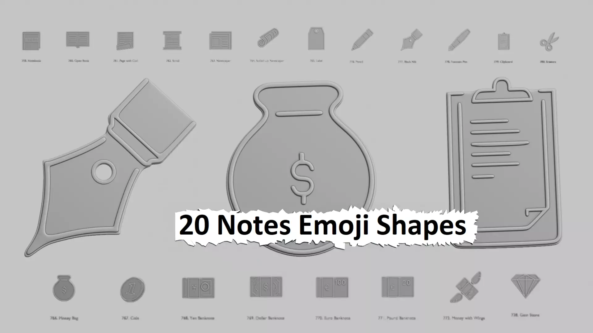 Notes Emoji Pack 3D Printable 20 Unique Emojis 3D print model