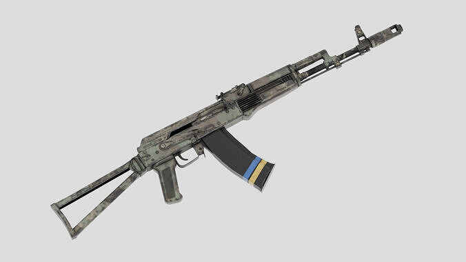 Rigged AK-74 Ukraine Edition  Low-poly 3D model