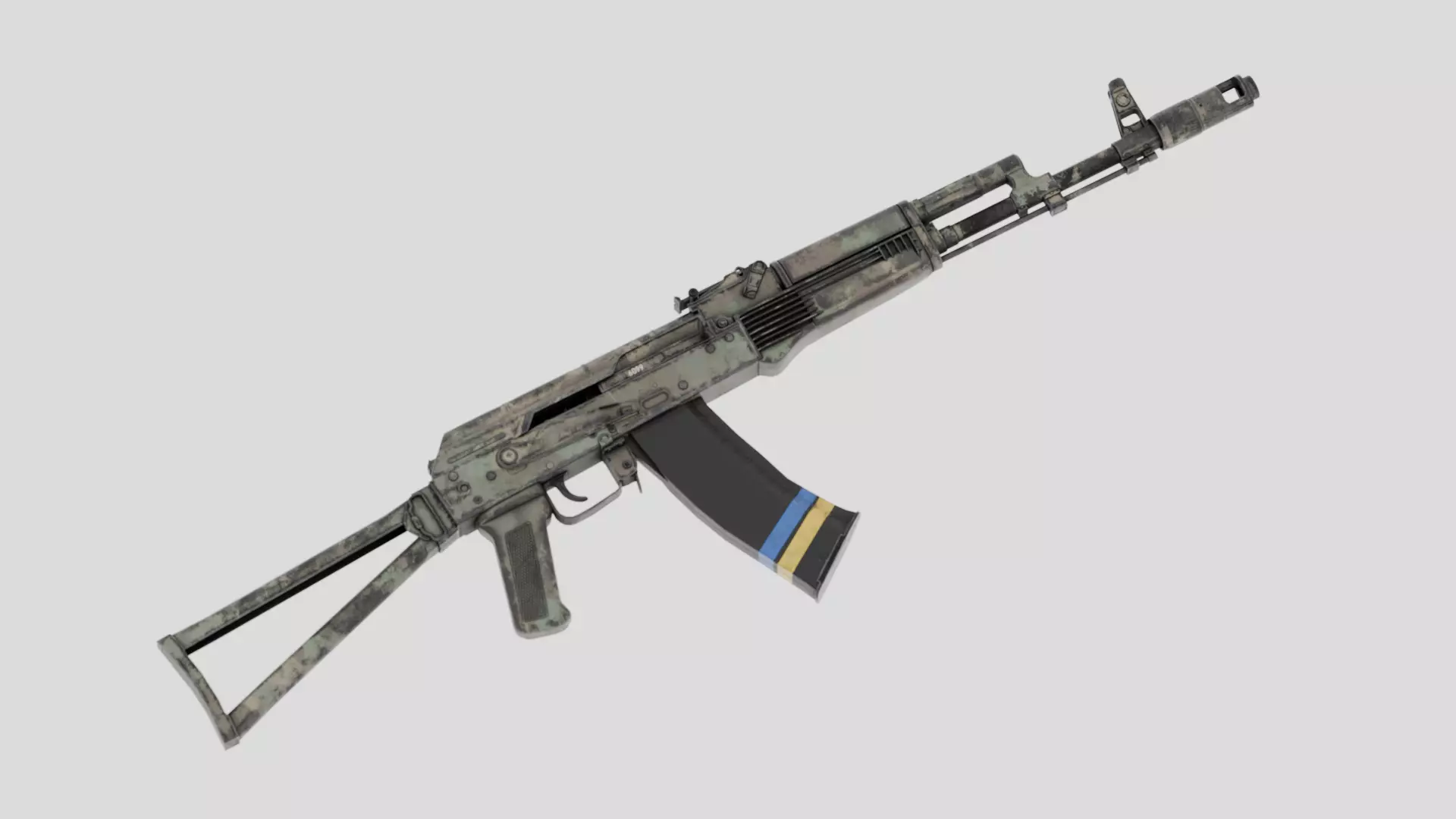 Rigged AK-74 Ukraine Edition  Low-poly 3D model_0