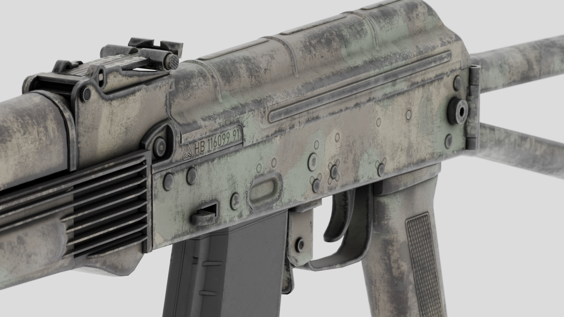 Rigged AK-74 Ukraine Edition  Low-poly 3D model_2