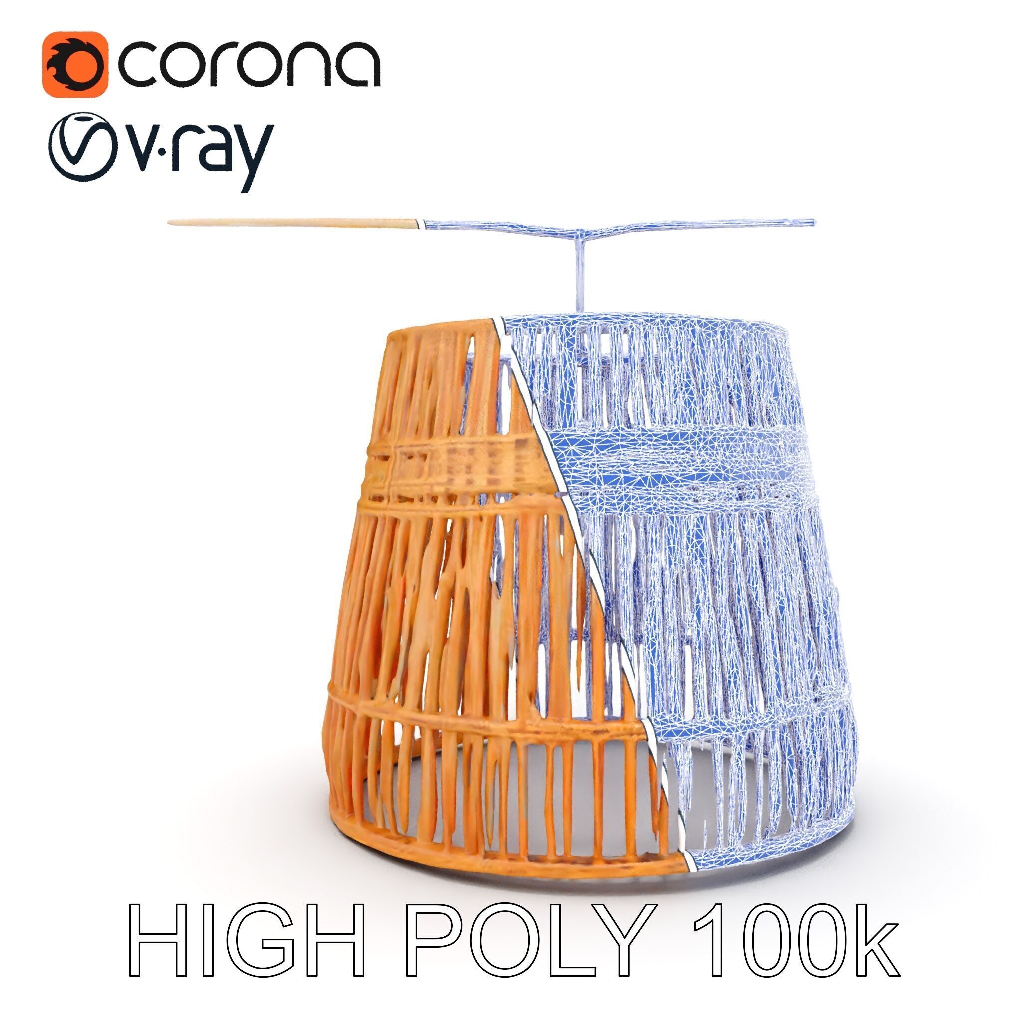 Rattan Pendant Lamp Model Pack Low-poly 3D model_35