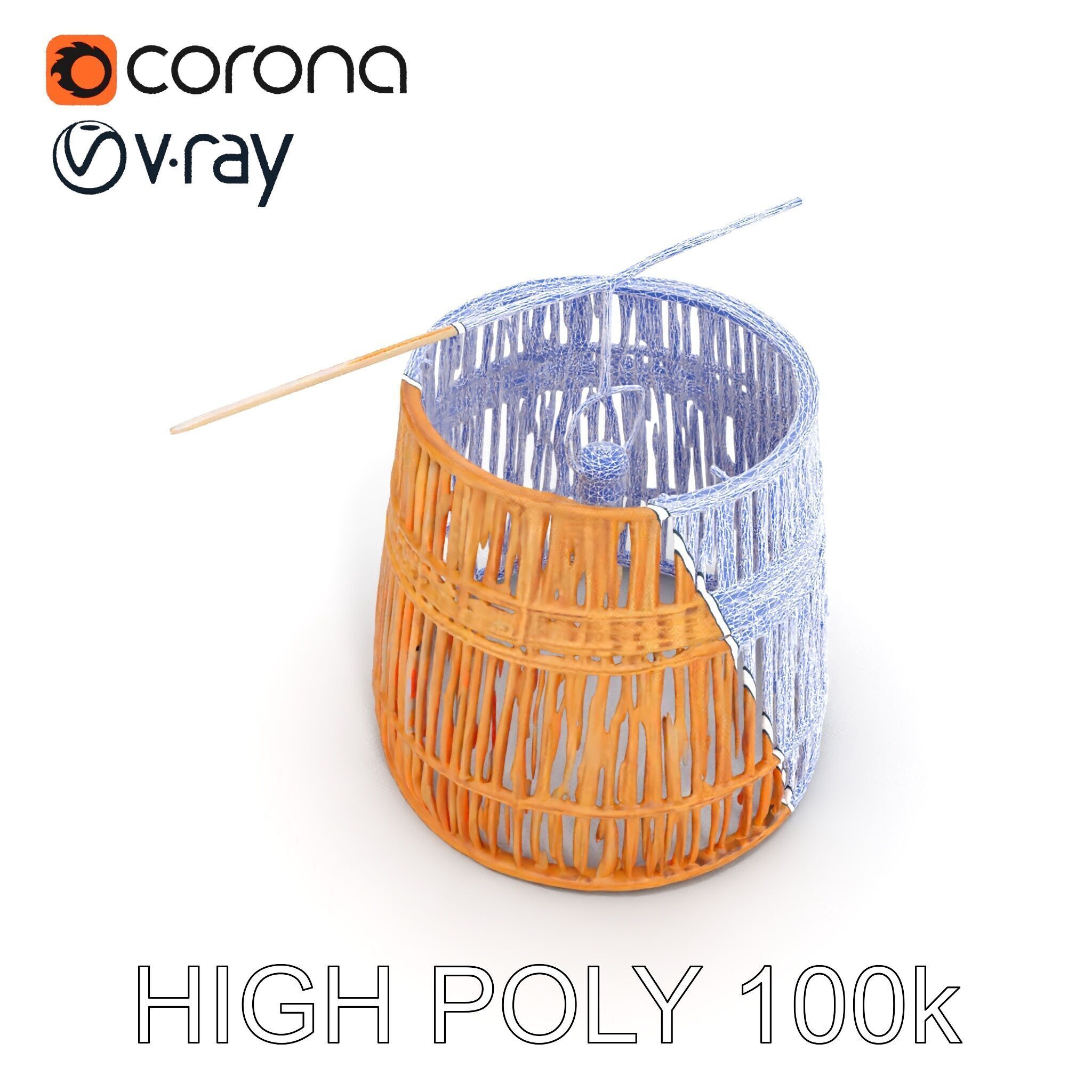 Rattan Pendant Lamp Model Pack Low-poly 3D model_32