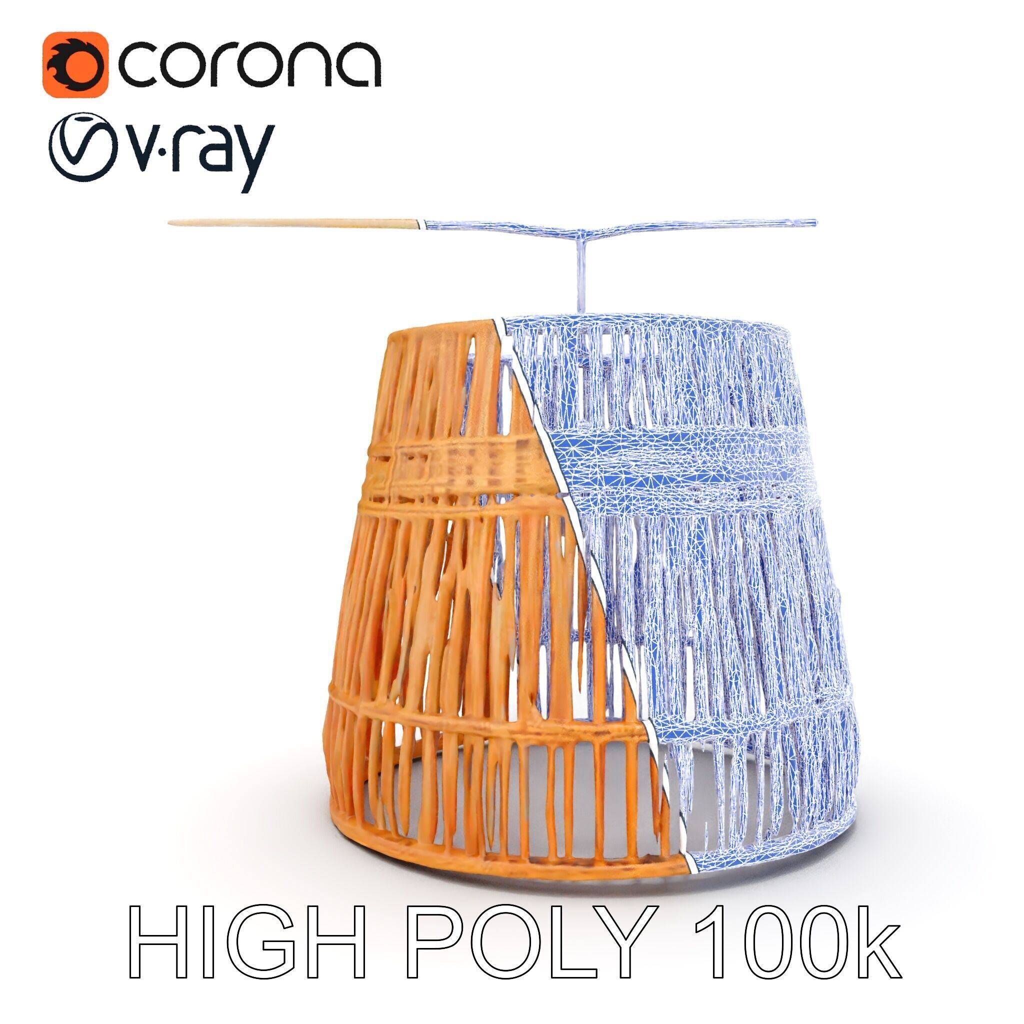 Rattan Pendant Lamp Model Pack Low-poly 3D model_28