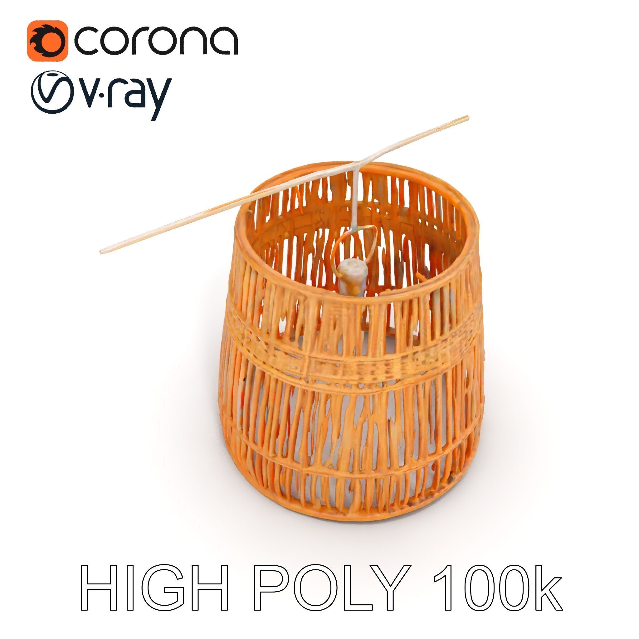 Rattan Pendant Lamp Model Pack Low-poly 3D model_15