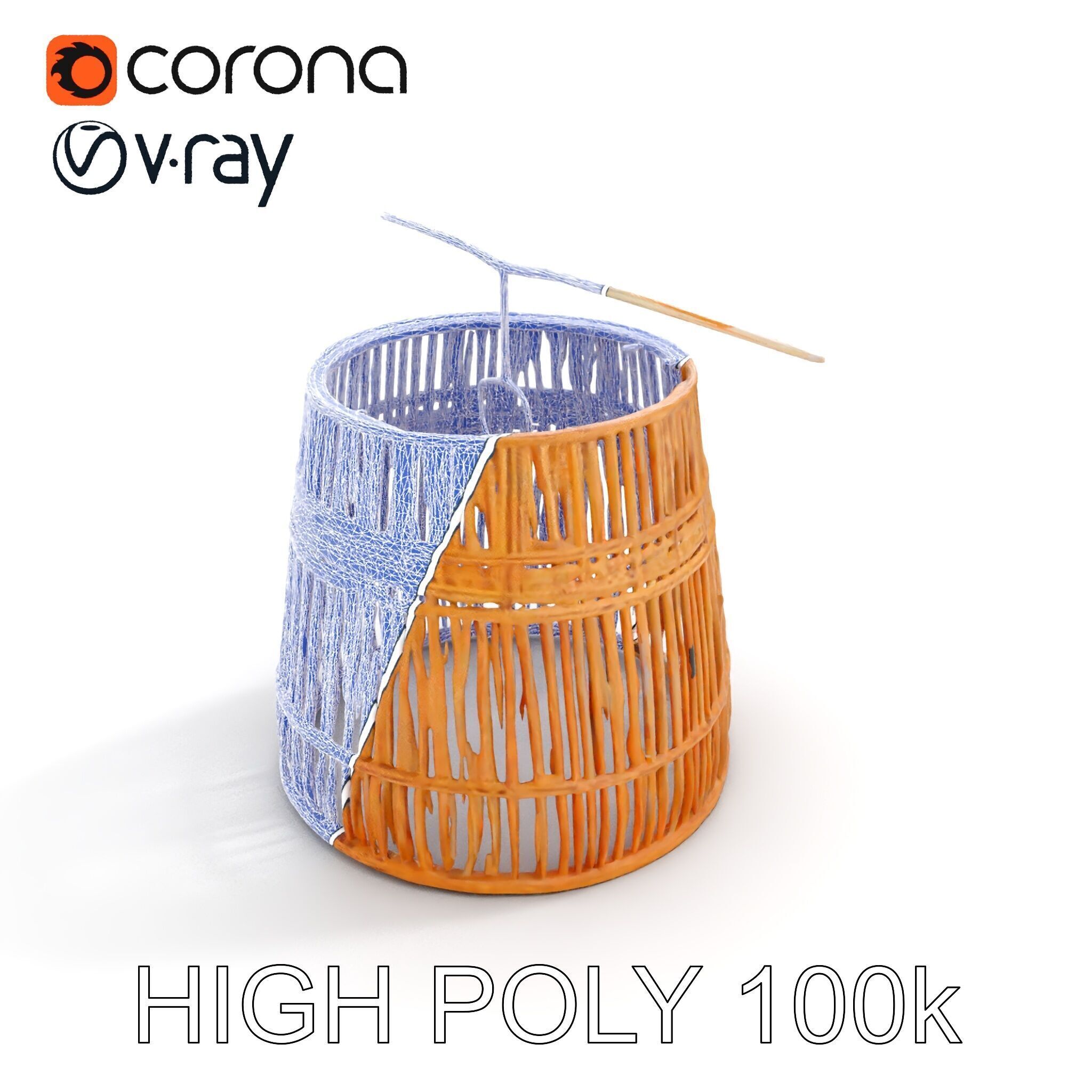 Rattan Pendant Lamp Model Pack Low-poly 3D model_26