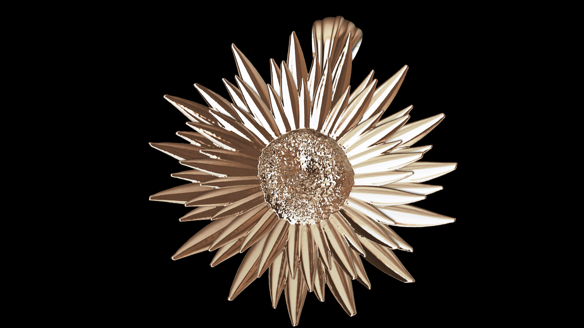 Sunflower Pendant 1 3D print model_6