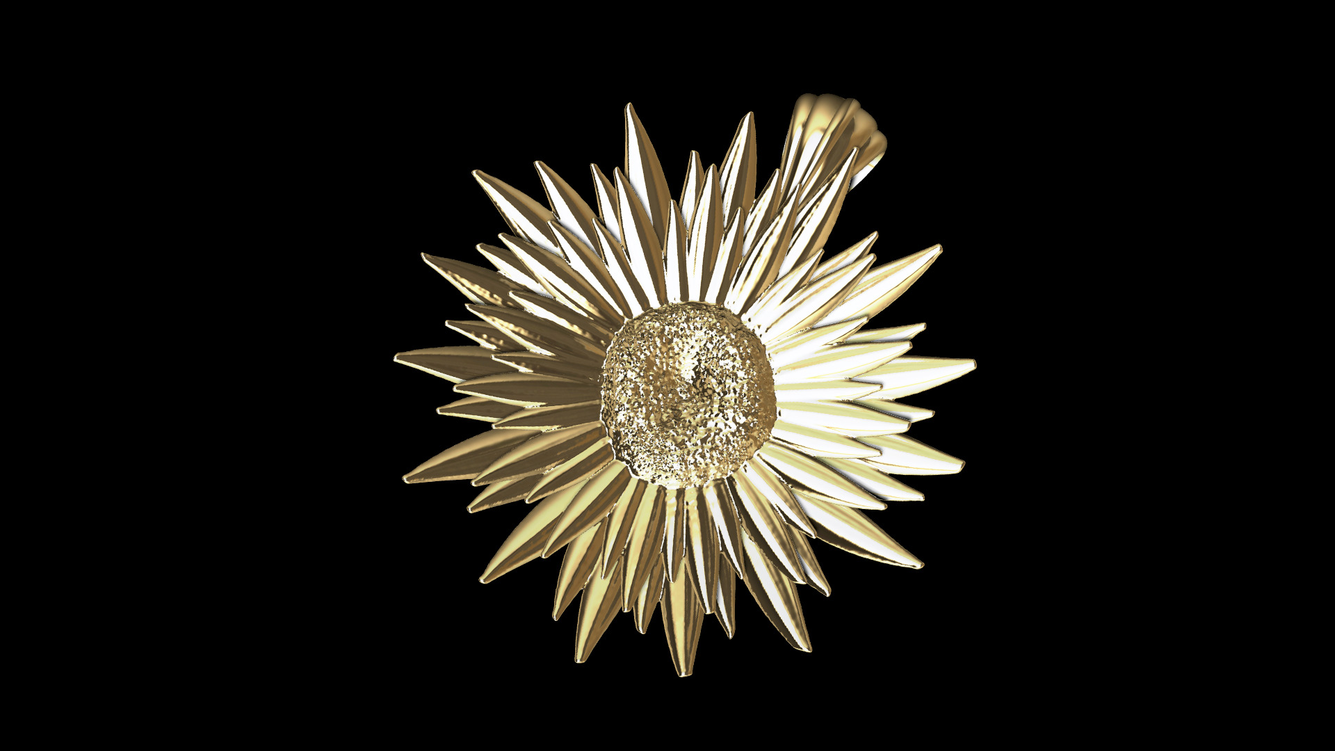 Sunflower Pendant 1 3D print model_3