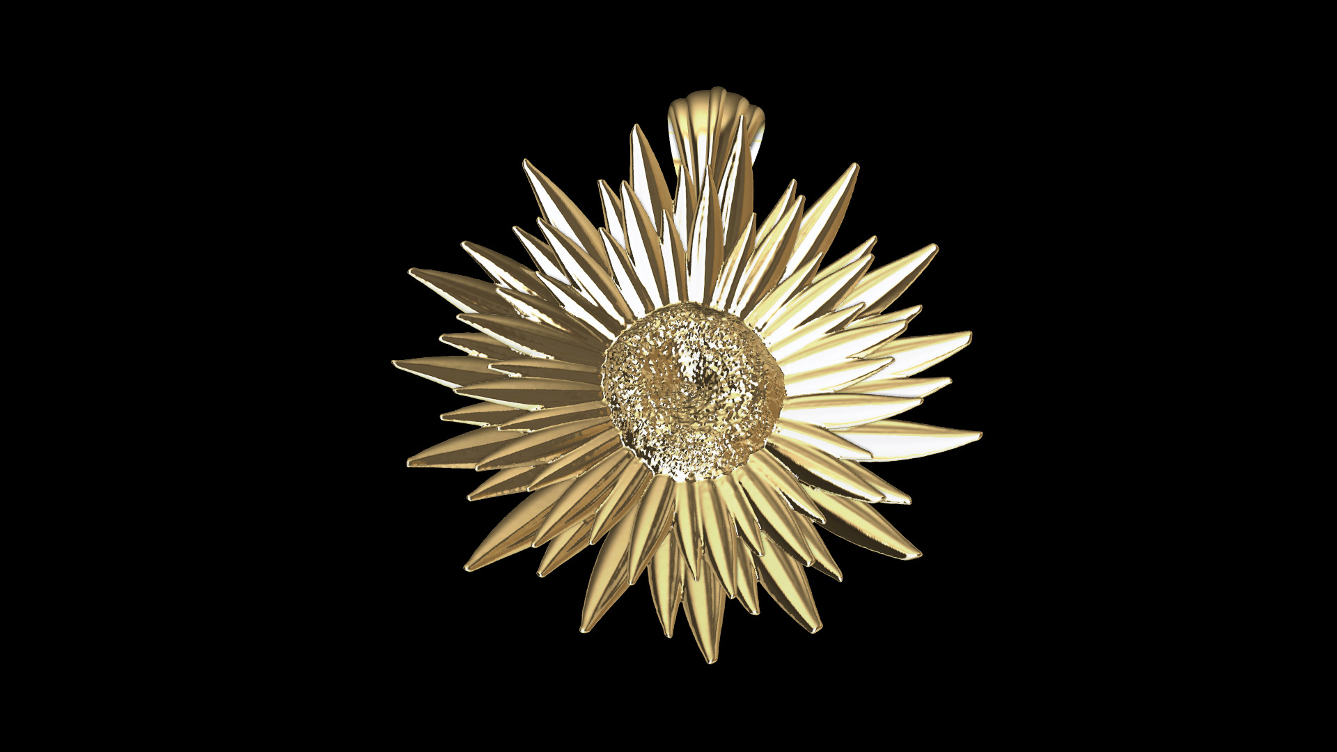 Sunflower Pendant 1 3D print model_4